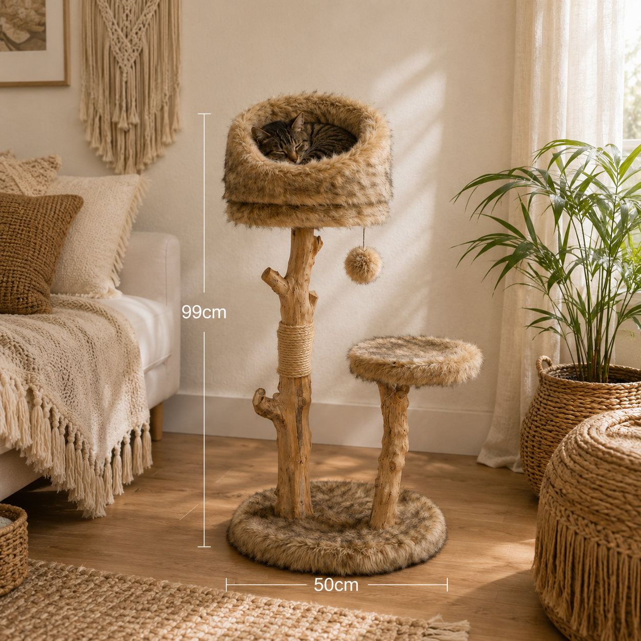 Croci Masai Boma Cat Tree – 99cm Luxury Boho-Chic Scratching Tower