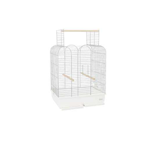 MARA ZINCATA – Zinc-Plated Bird Cage with White Base (Without Grill) | Easy-Clean Cage for Canaries & Finches