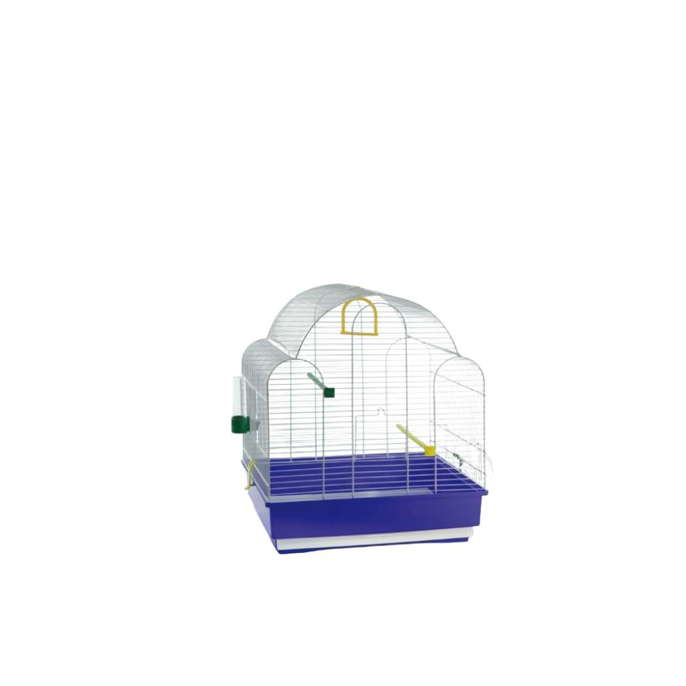 AURORA BIANCA – White Bird Cage with Coloured Base | Elegant Cage for Small Birds
