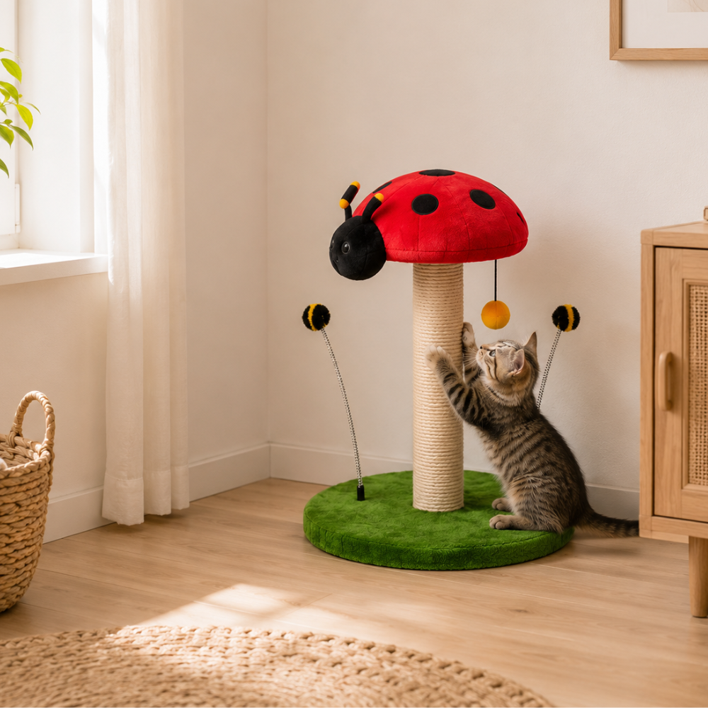 Croci Lucky Bugs Cat Scratching Post – 47cm Assorted Garden Insect Activity Center