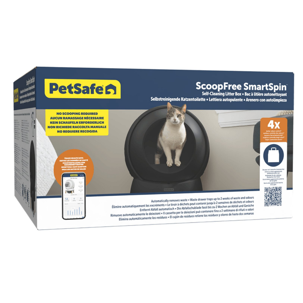 PetSafe SmartSpin Self-Cleaning Cat Litter Box – 20.9″ × 18.9″ × 26.4″