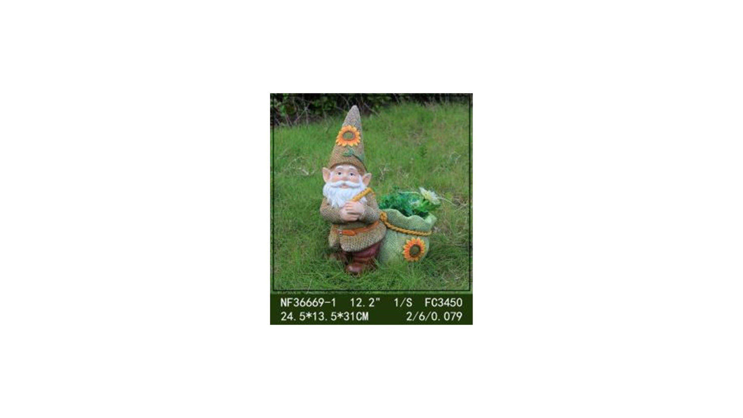 Dwarf with Flower Pot 24.5*13.5*31cm ( To post new photo )
