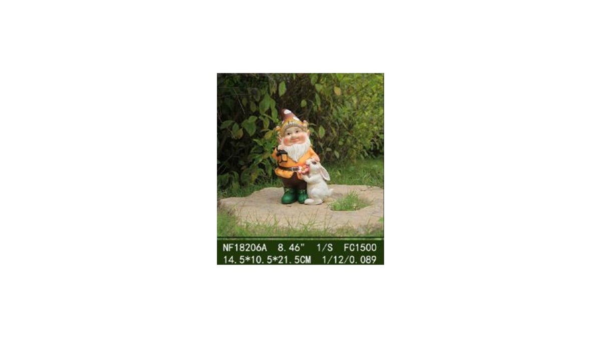 Dwarf with Rabbit 14.5*10.5*21.5cm ( to change photo )