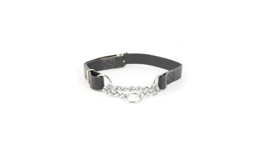 Leather Check Chain Choker