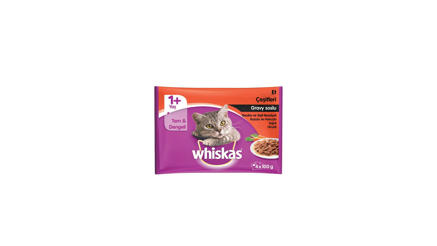 Whiskas Adult Pouch 4 Pack Meat Selection x4