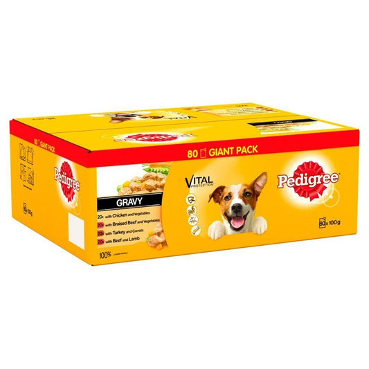 Pedigree Dog Food Pouches Mixed Selection in Gravy 80x100g