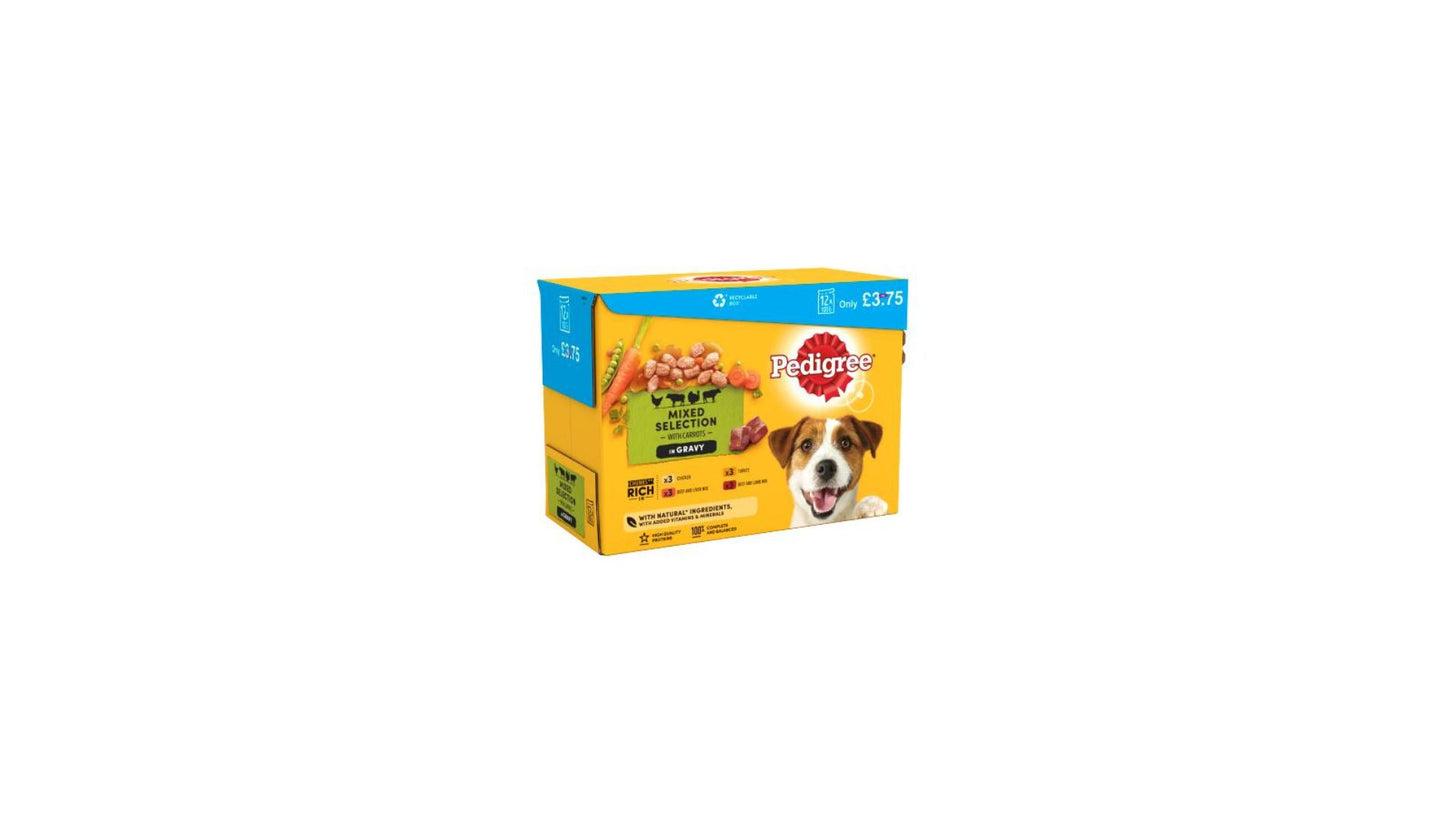 Pedigree Adult Wet Dog Food Pouches Mixed in Gravy x12