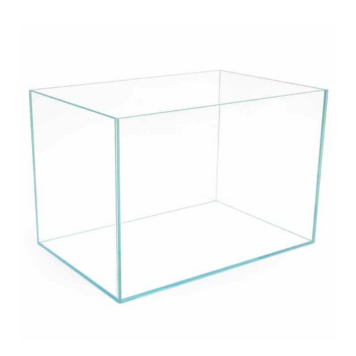 Clear glass aquarium on a white background