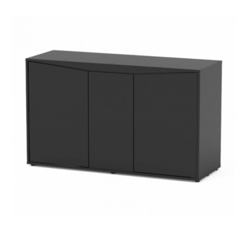 Black sideboard with three doors on a white background