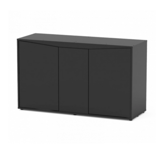Black sideboard with three doors on a white background