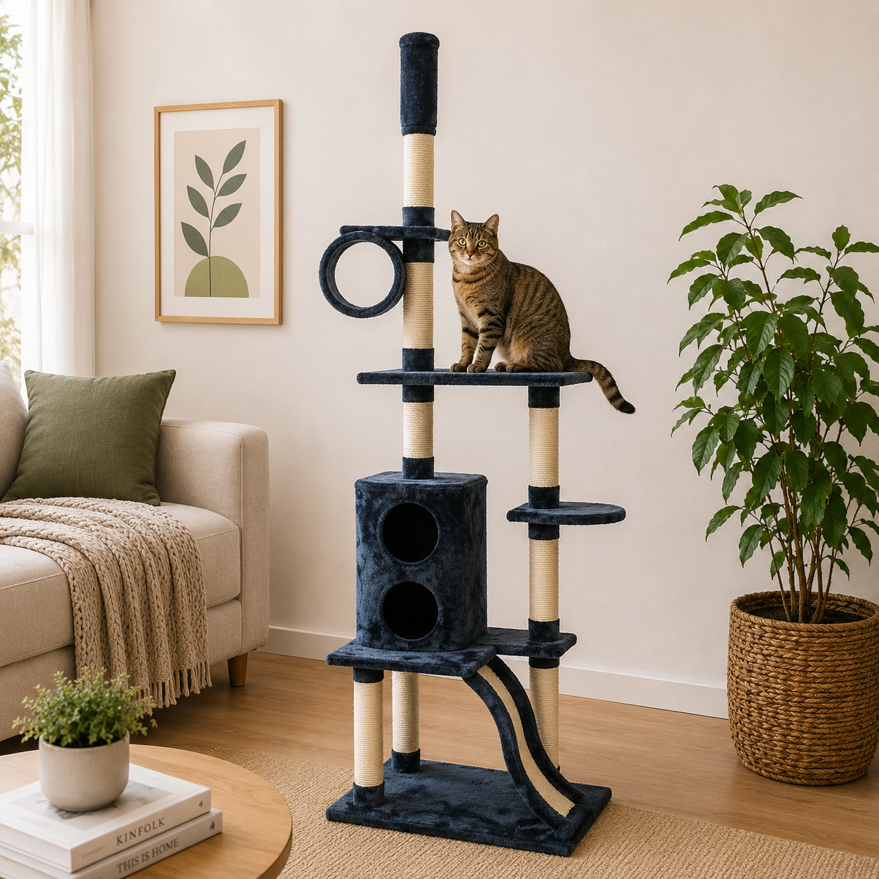 Croci London Cat Scratching Post – Floor-to-Ceiling 240cm Adjustable Activity Center