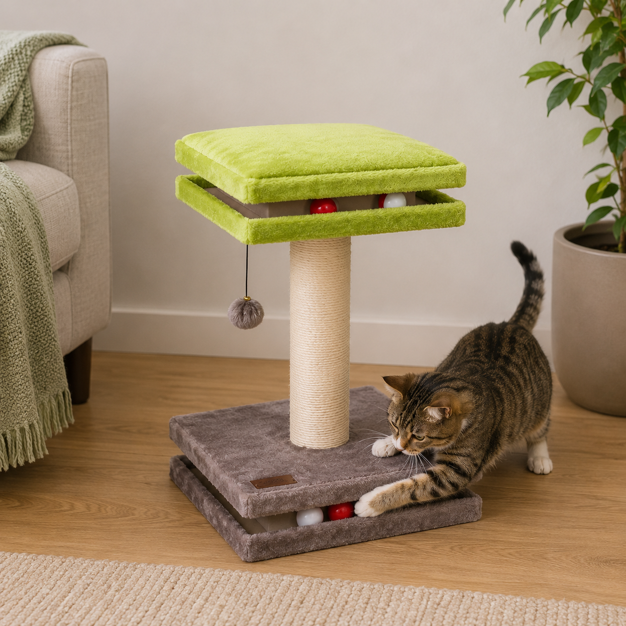 Croci Interactive Rayar Cat Scratching Post – 53cm Dual-Texture Claw Station