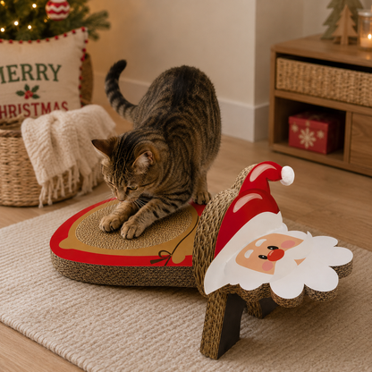 Croci X-Mas Santa Claus Cat Scratcher – Festive Holiday Cardboard Lounge