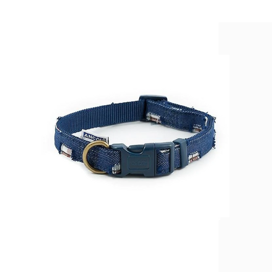 Patchwork Blue Dog Collar