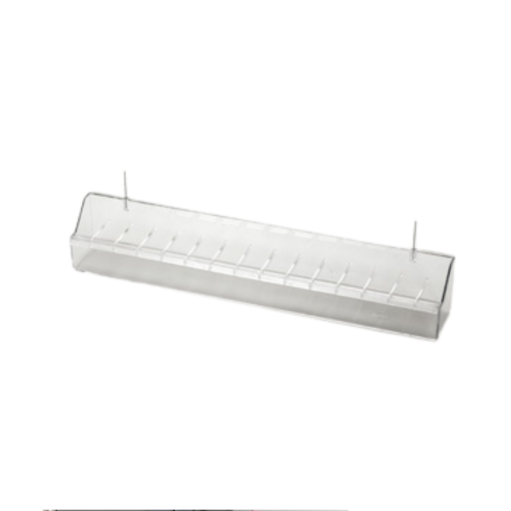 MANGIATOIA TRASPAR. 38.5 CM C/FERRI – Transparent Bird Feeder with Hooks | Easy-Access Feeding Tray
