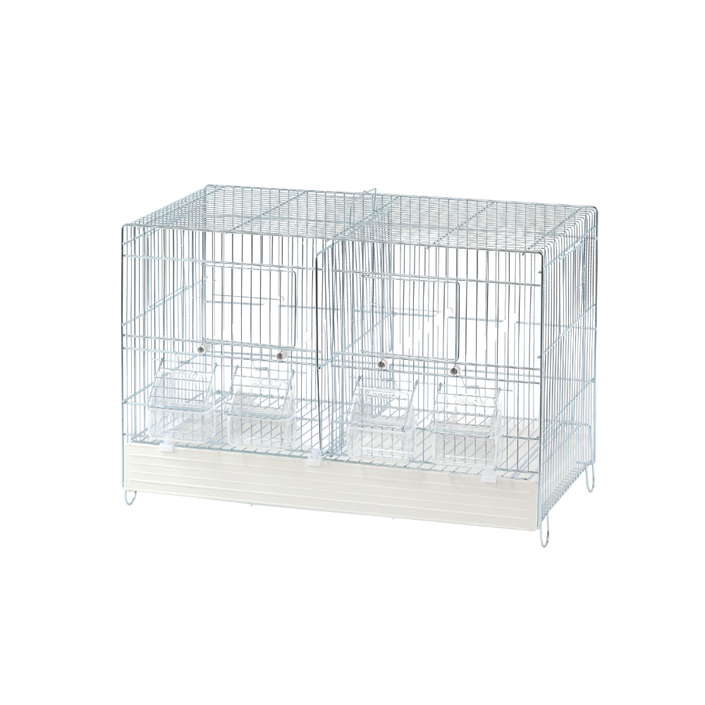 GABBIA 50X26 C/1GR E 1 DIV-F DO BIANCO – Bird Cage 50×26 cm | Divider & Grid with White Plastic Base