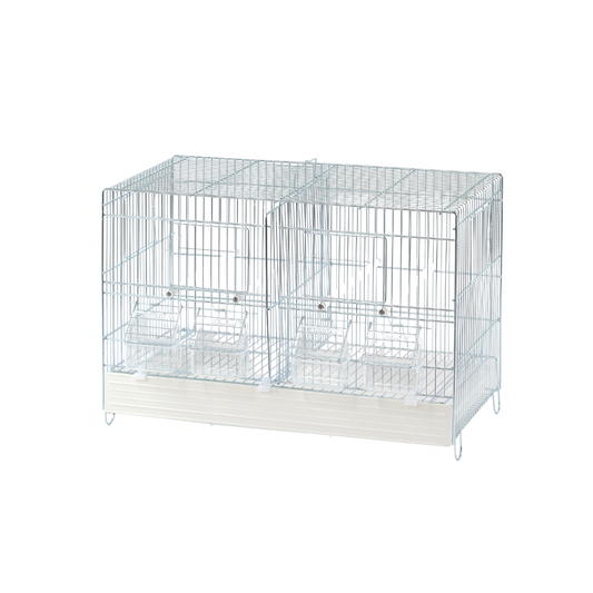 GABBIA 50X26 C/1GR E 1 DIV-F DO BIANCO – Bird Cage 50×26 cm | Divider & Grid with White Plastic Base