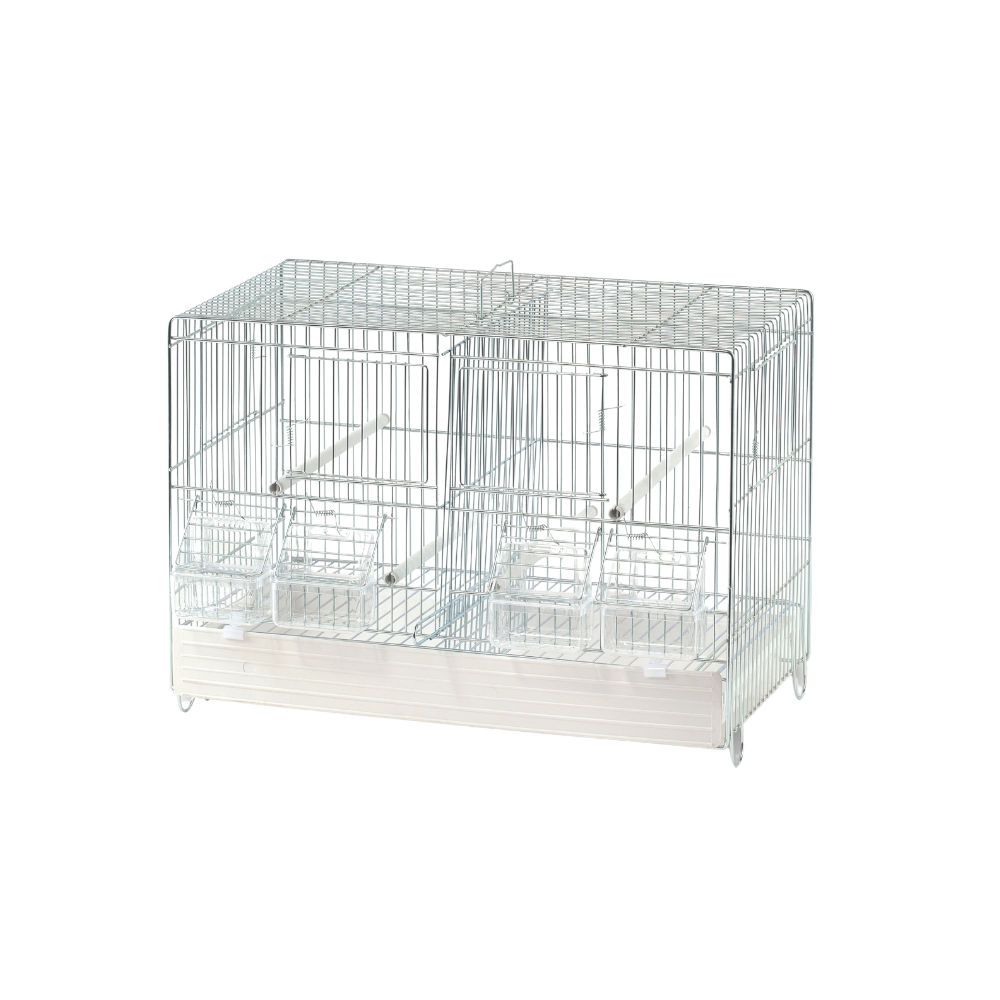 GABBIA ZINC F BIANC C/DIV FRONTA W GRID – Bird Cage | Zinc Frame with Front Divider, Grid & White Plastic Base