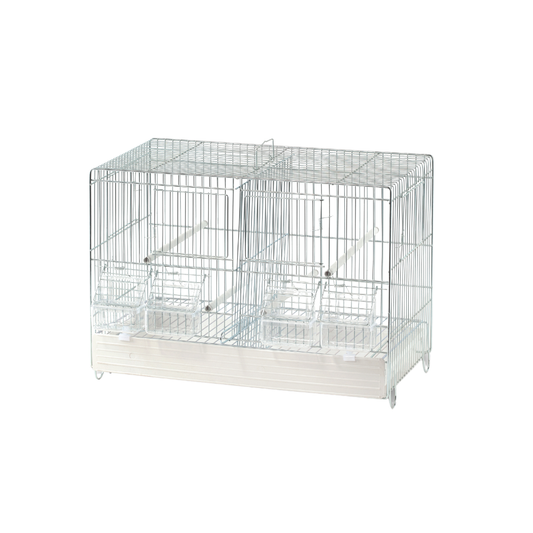 GABBIA ZINC F BIANC C/DIV FRONTA W GRID – Bird Cage | Zinc Frame with Front Divider, Grid & White Plastic Base