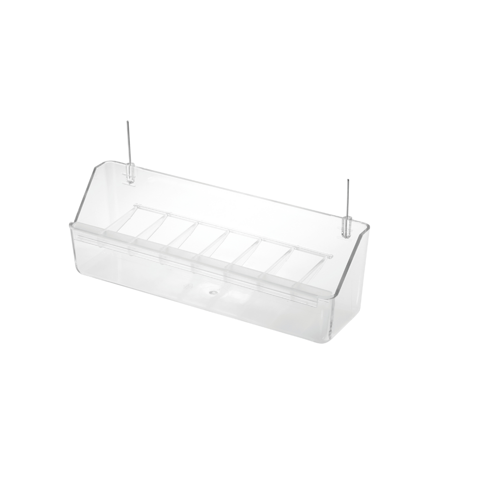 MANGIATOIA FERRI 20 X 6 X 4 H TRASP. – Transparent Metal Feeder | Hanging or Cage Mountable