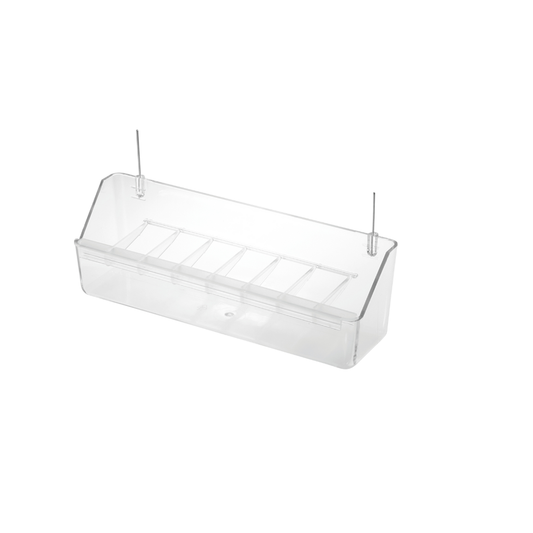 MANGIATOIA FERRI 20 X 6 X 4 H TRASP. – Transparent Metal Feeder | Hanging or Cage Mountable