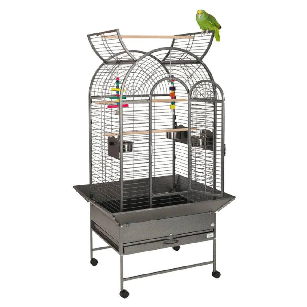 Large Parrot Cage 65×55×166 cm – With Play Top, Wheels & Feeding Bowls