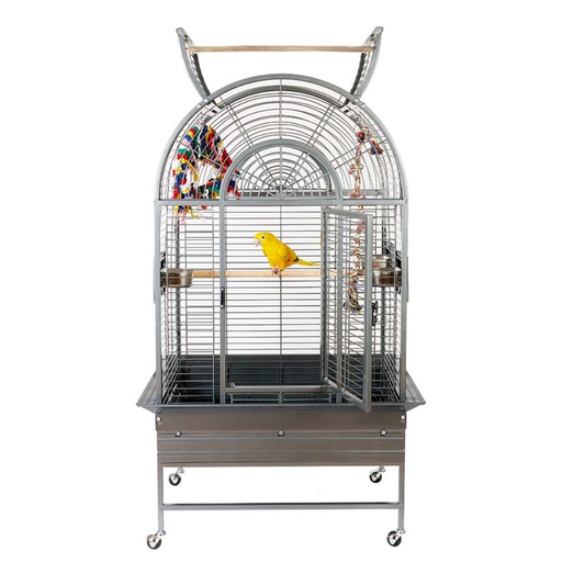 Large Parrot Cage 65×55×166 cm – With Play Top, Wheels & Feeding Bowls