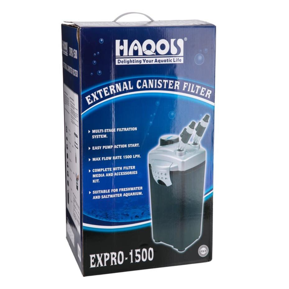 Second Hand Haqos EXPRO-1500 External Canister Filter (1500 L/h) – New O-ring Fitted