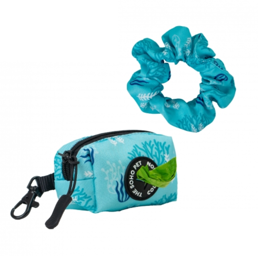Ancol Coral Poop Bag Dispenser & Scrunchie – Matching Walkies Set