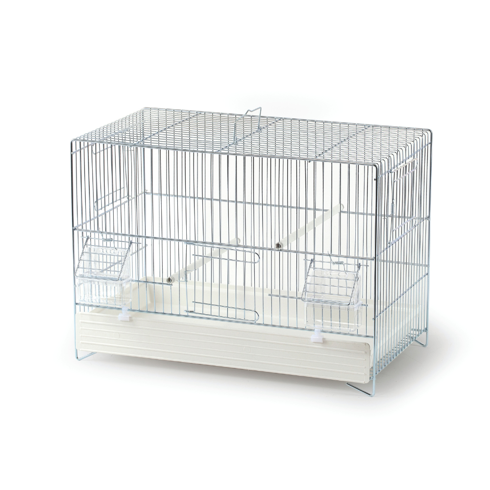 Gabbia Zincata Fondo Bianco 50×27×33 cm – Durable Metal Bird Cage with White Plastic Base