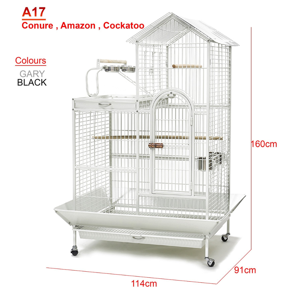 A17 Premium Parrot Cage - Large Habitat for Amazons & Cockatoos