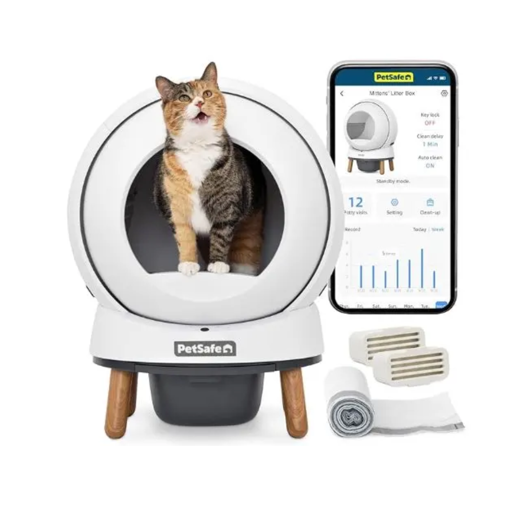 PetSafe SmartSpin Self-Cleaning Cat Litter Box – 20.9″ × 18.9″ × 26.4″