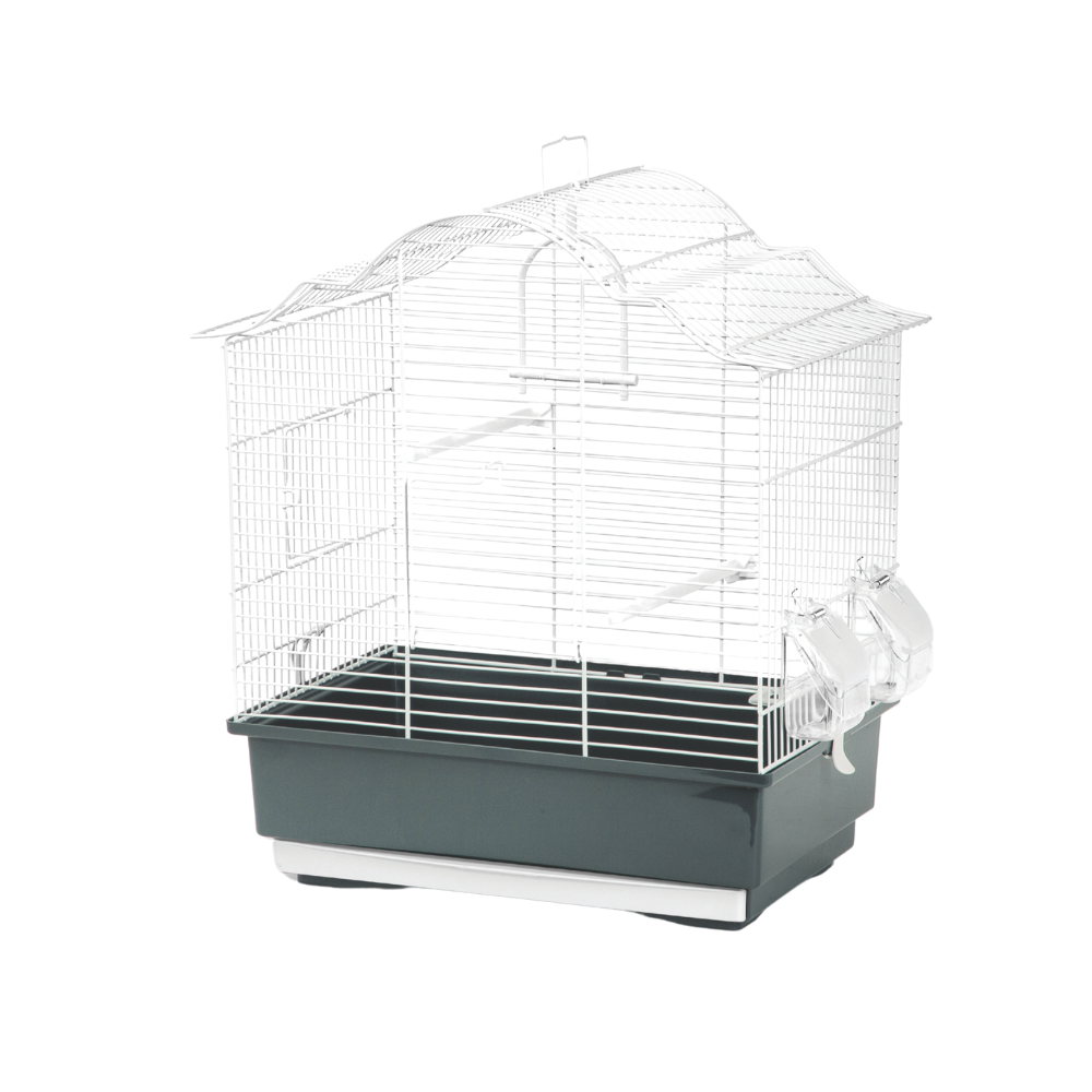 Domus Molinari Margherita Bianca Bird Cage – White with Grey Base 46×28×49 cm