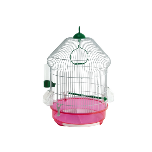 Domus Molinari Viola Bianca Bird Cage – White Round Cage with Transparent Base (Ø 35 × H 49 cm)