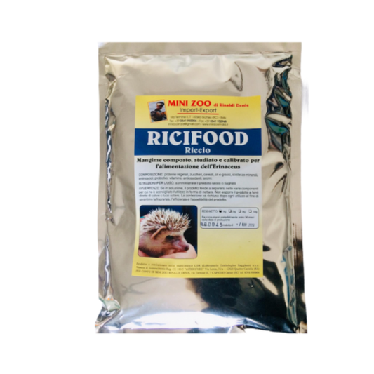 Ricifood pet food package with a hedgehog on the label