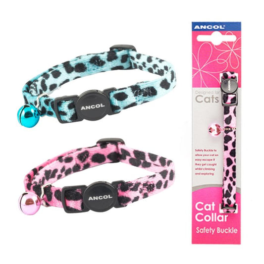 Velvet Leopard Print Cat Collar