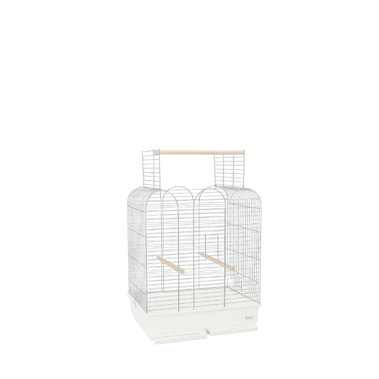 MARA ZINCATA – Zinc-Plated Bird Cage with White Base (Without Grill) | Easy-Clean Cage for Canaries &amp; Finches