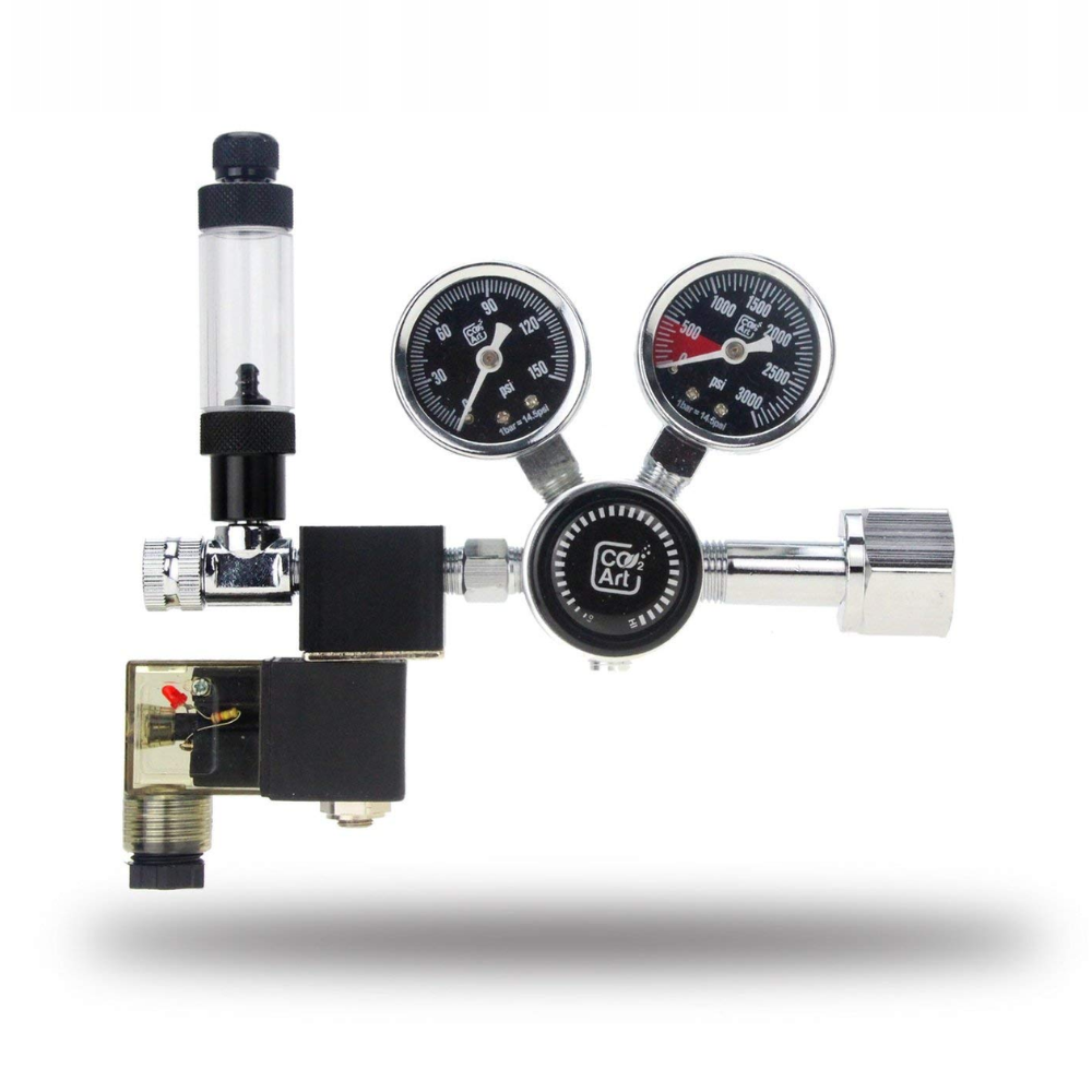 CO2Art PRO SE Series Dual-Stage CO₂ Regulator – Integrated Solenoid & Bubble Counter