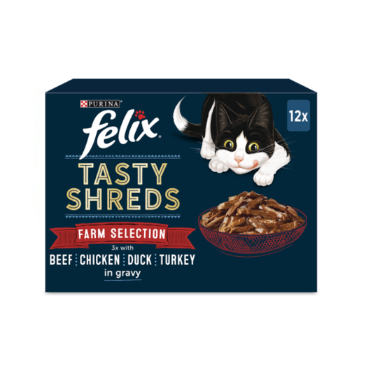 Purina Felix Tasty Shreds Farm Selection in Gravy (12-Pack Multipack)