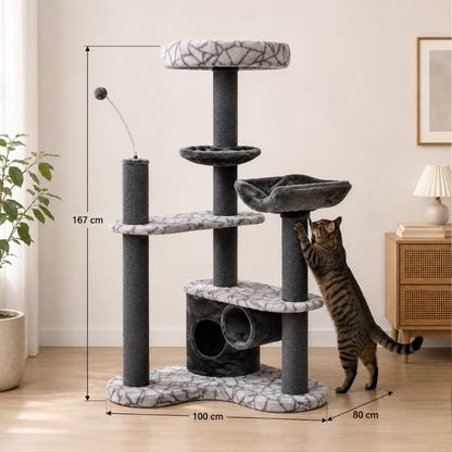 Croci Home Barney Cat Tree – 170cm Deluxe Multi-Level Activity Tower