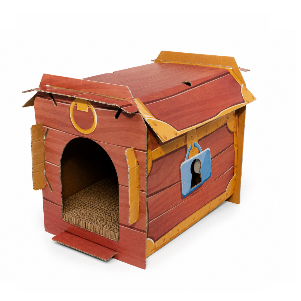 Croci Pirate Treasure Cat Scratcher – Interactive Cardboard Play & Rest Chest