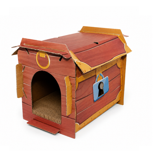 Croci Pirate Treasure Cat Scratcher – Interactive Cardboard Play & Rest Chest