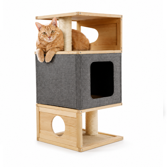 Croci Kennel Design Tower – 138cm Luxury Wooden Rocket Activity Center