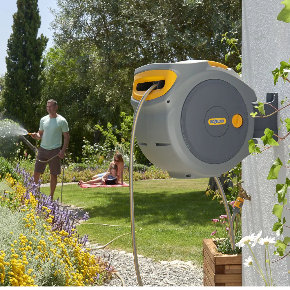 Hozelock Auto Reel 30m | Automatic Retractable Garden Hose Reel