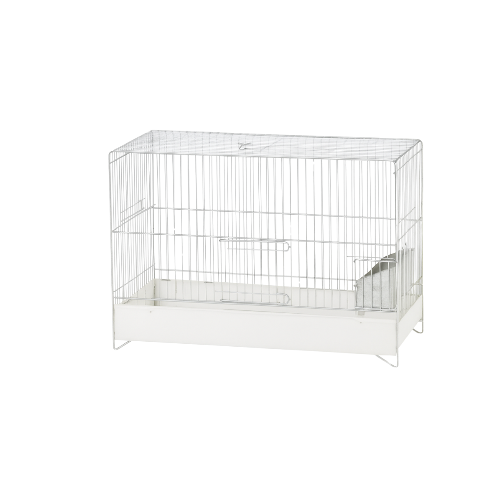 GABBIA ZINCATA – Zinc-Plated Bird Cage with White Base | Durable Cage for Small Birds