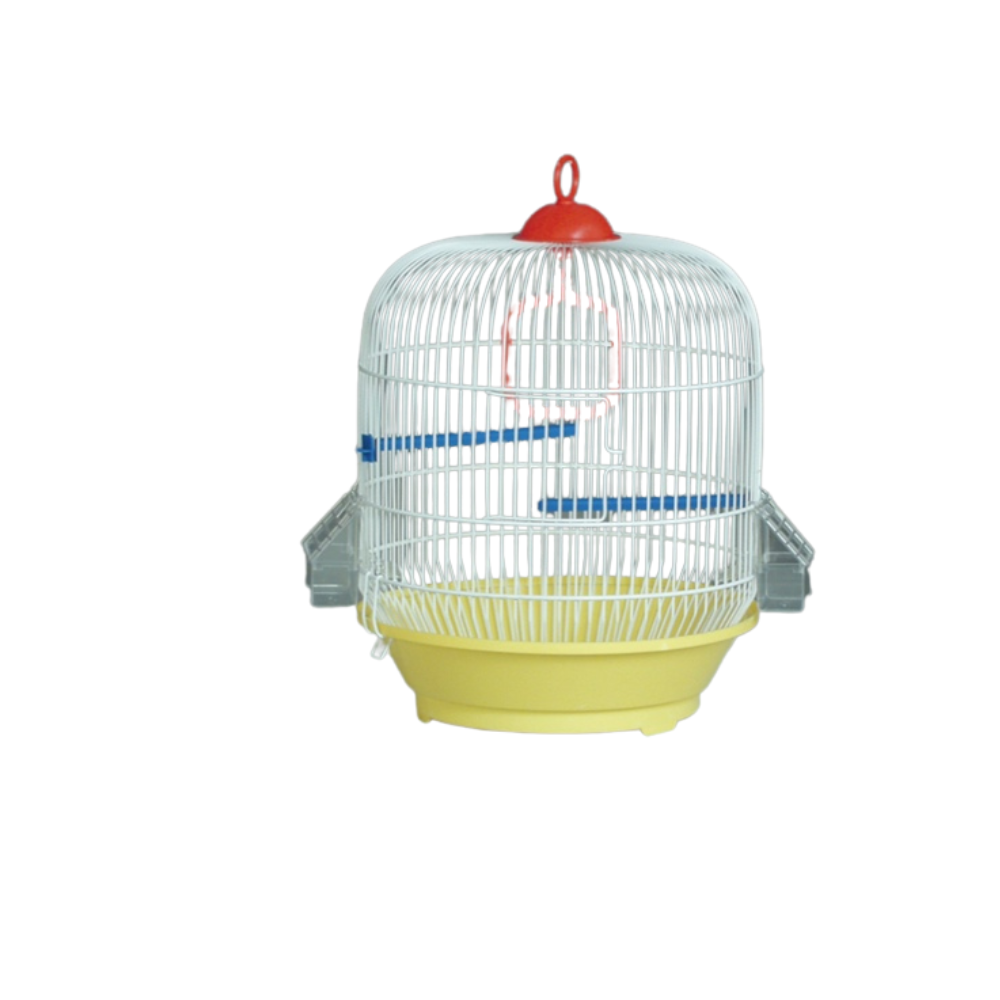 GARDENIA BIANCA – White Bird Cage with Coloured Base | Elegant Cage for Small Birds