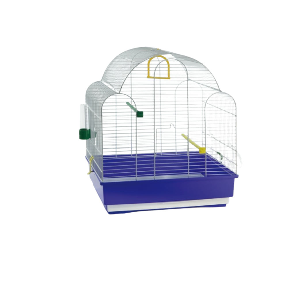 AURORA BIANCA – White Bird Cage with Coloured Base | Elegant Cage for Small Birds