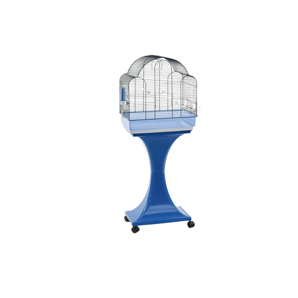 AURORA BIANCA-F DO BI SUPP BIA +RUOTE – White Pet Cage with Stand and Wheels