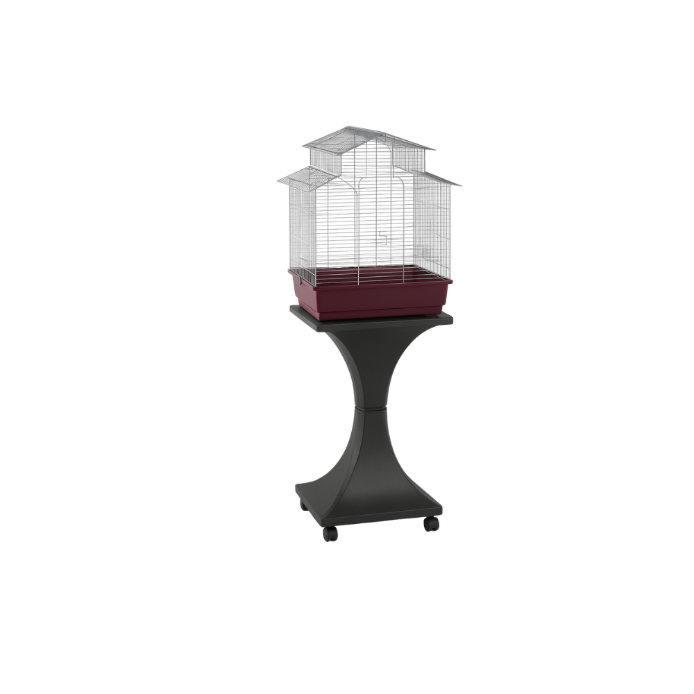 CHALET BIANCA – White Bird Cage with Anthracite Plastic Base | Spacious & Stylish Home for Small Birds