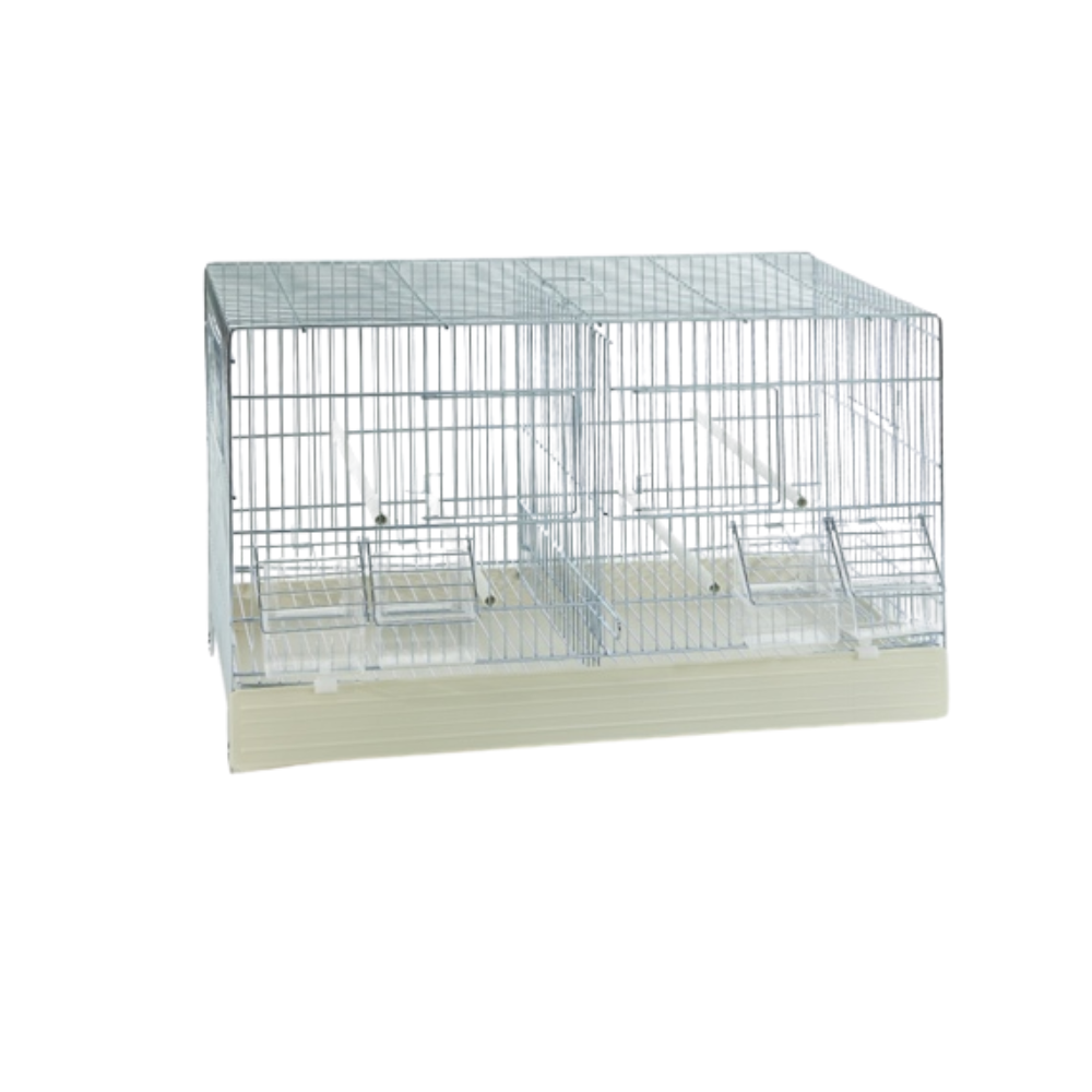 GABBIA ZINCATA with White Base – Without Grid | Galvanized Bird Cage for Canaries, Finches & Small Birds